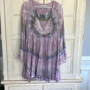 YFB Young Fabulous & Broke size small tie dye mini dress silky viscose